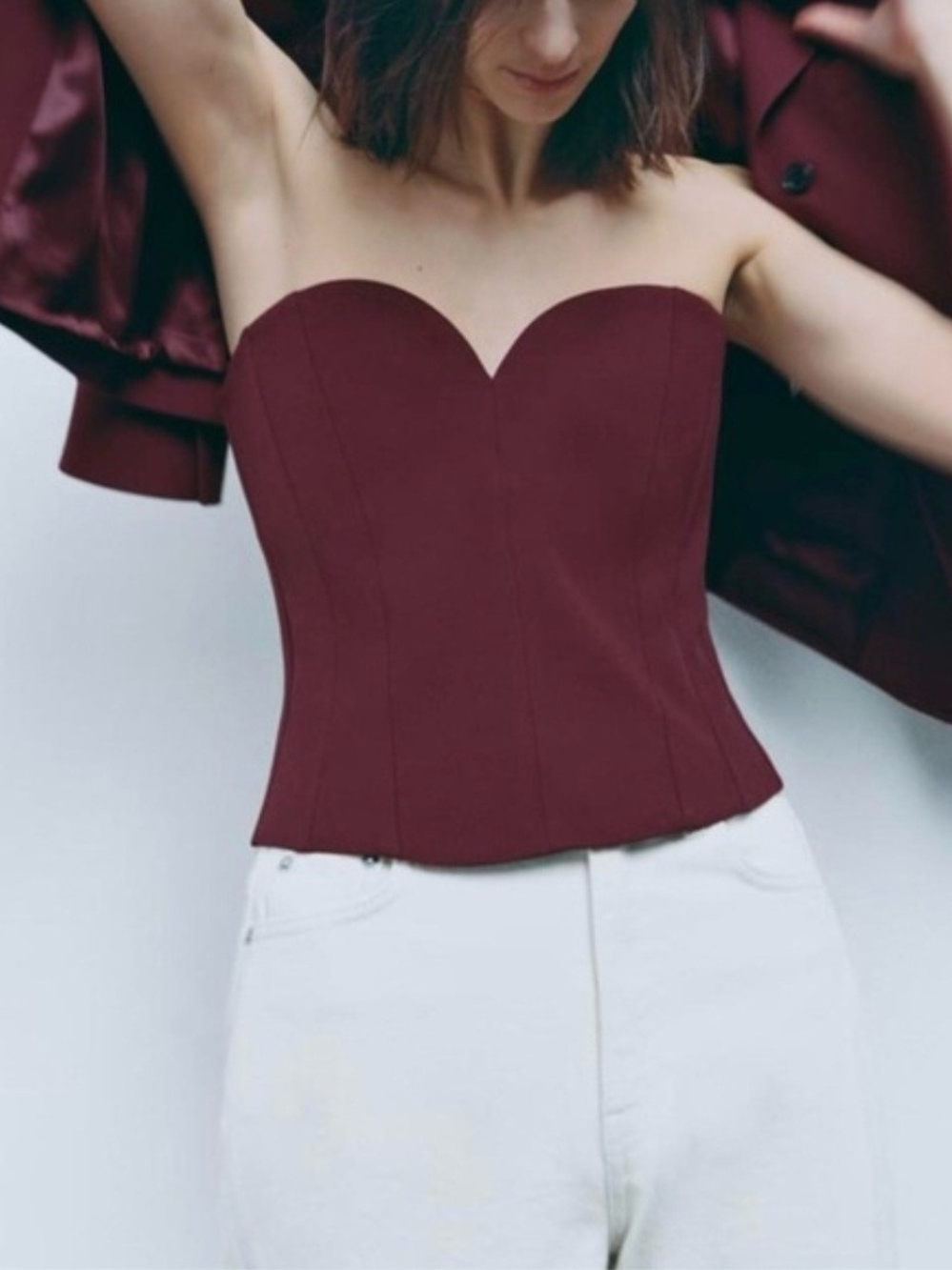 NWT - Zara Burgundy Corset Top